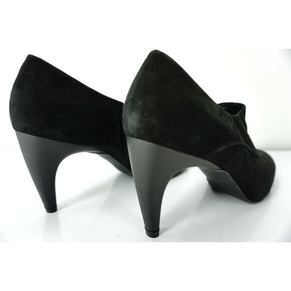 Stuart Weitzman Black Suede Leather Ankle Bootie Pumps Size 8N Narrow - Picture 5 of 9
